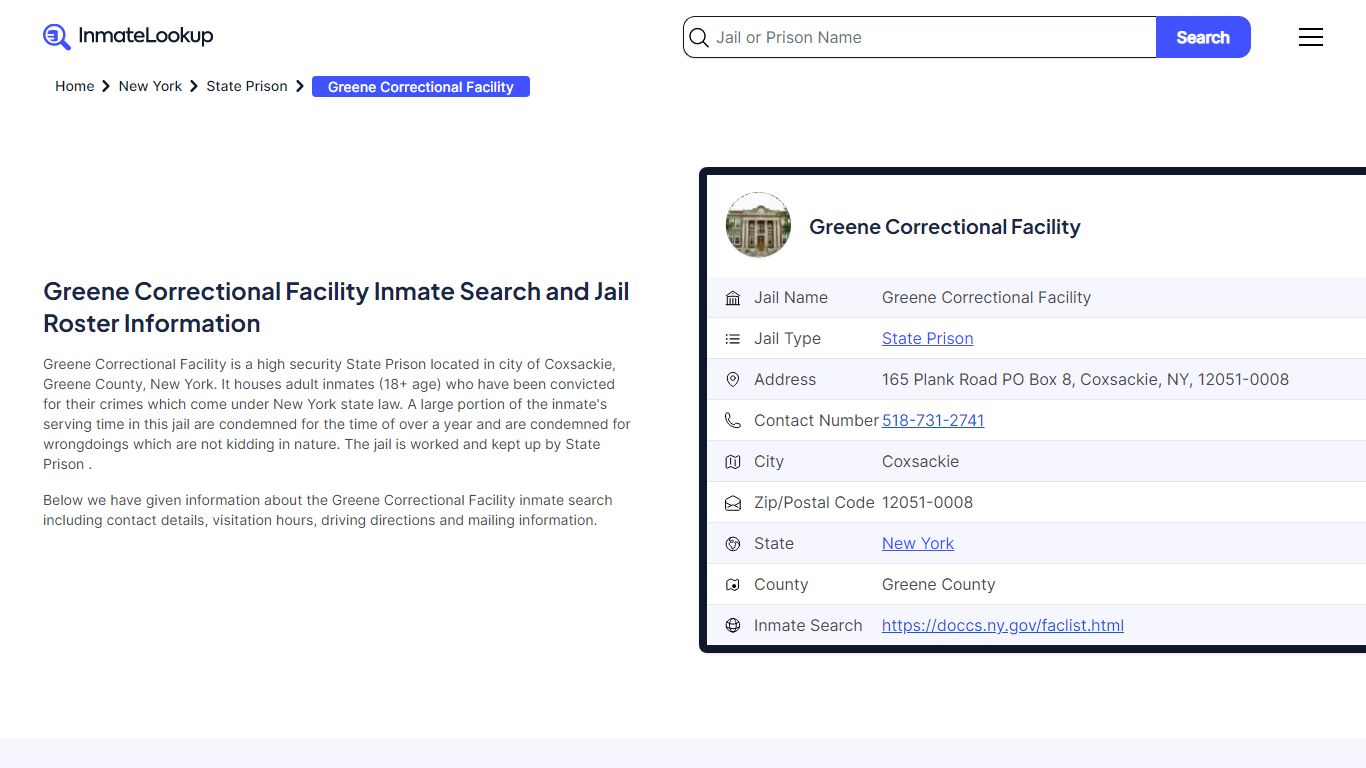 Greene Correctional Facility Inmate Search, Jail Roster, Bookings ...